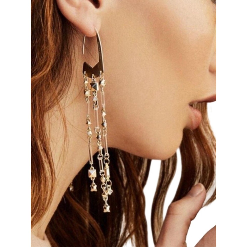 Kendra Scott Corza Statement Earrings Rose Gold Geometric Dangle 4217700910